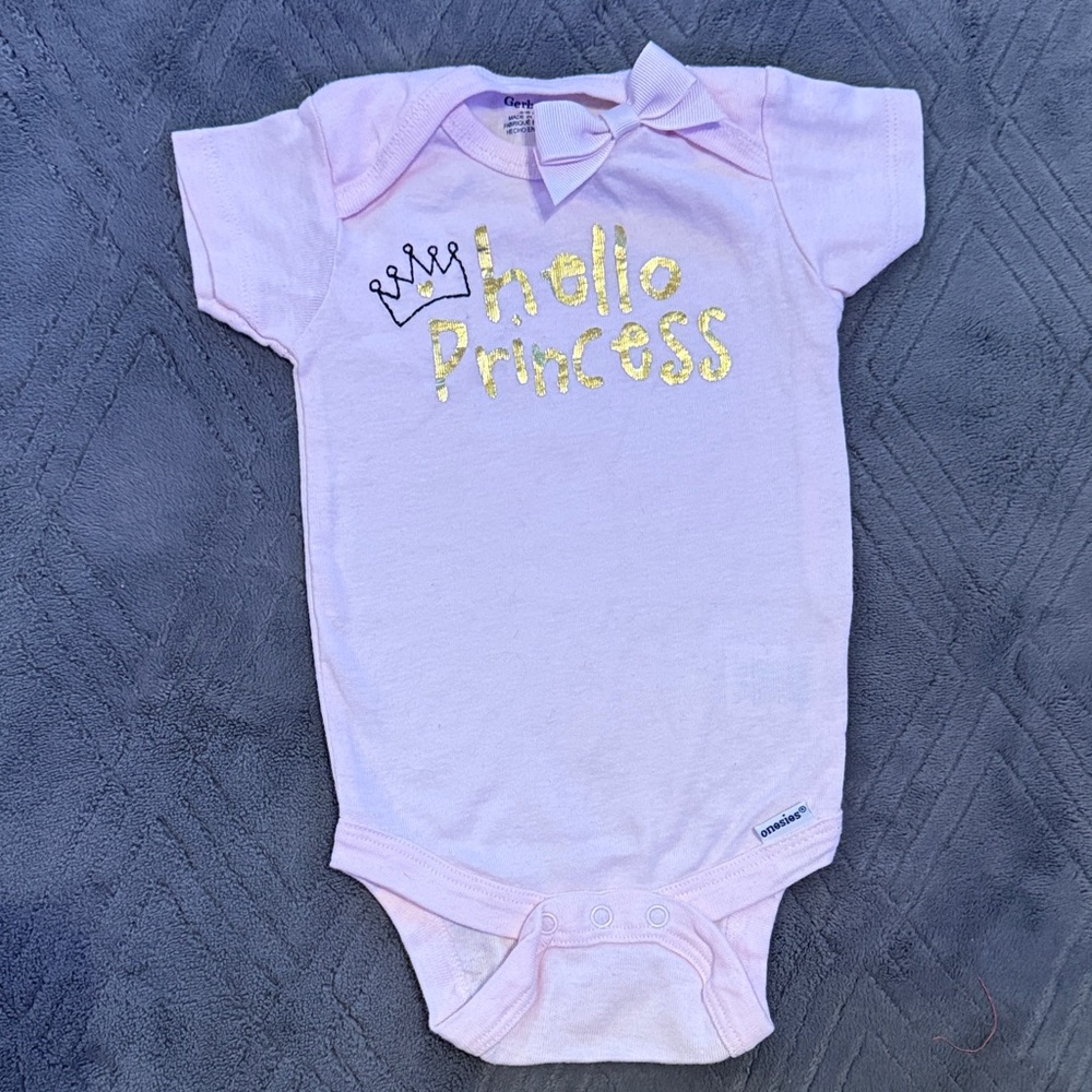 Hello Princess Light Pink Baby Onesie